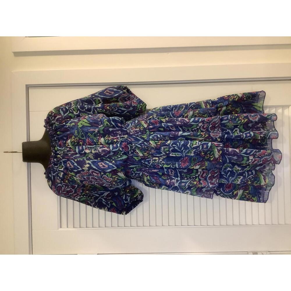 Blue Floral Tiered Midi Dress